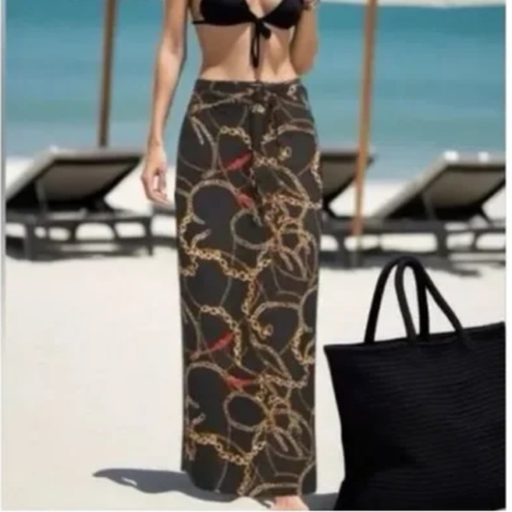 Walter Baker Black and Gold Chain Print Dress - Picture 1 of 8